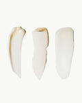 Wrinkle Pen, Lip Serum, and Facial Serum cream swatches showcasing the Essential Collection formulas
