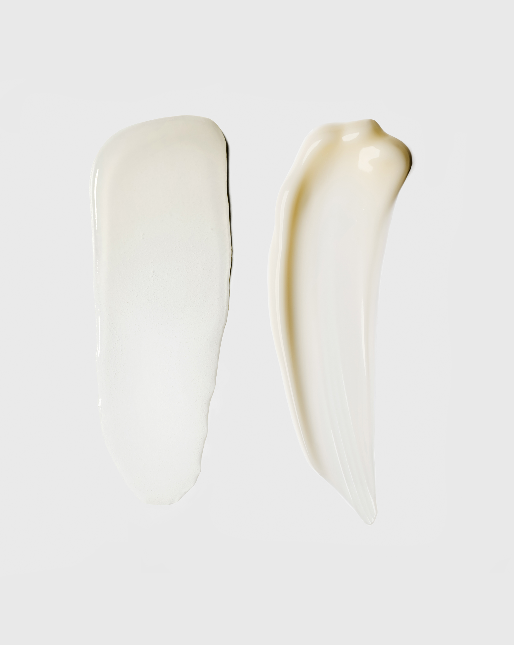 Texture swatches of facial serum and wrinkle pen.