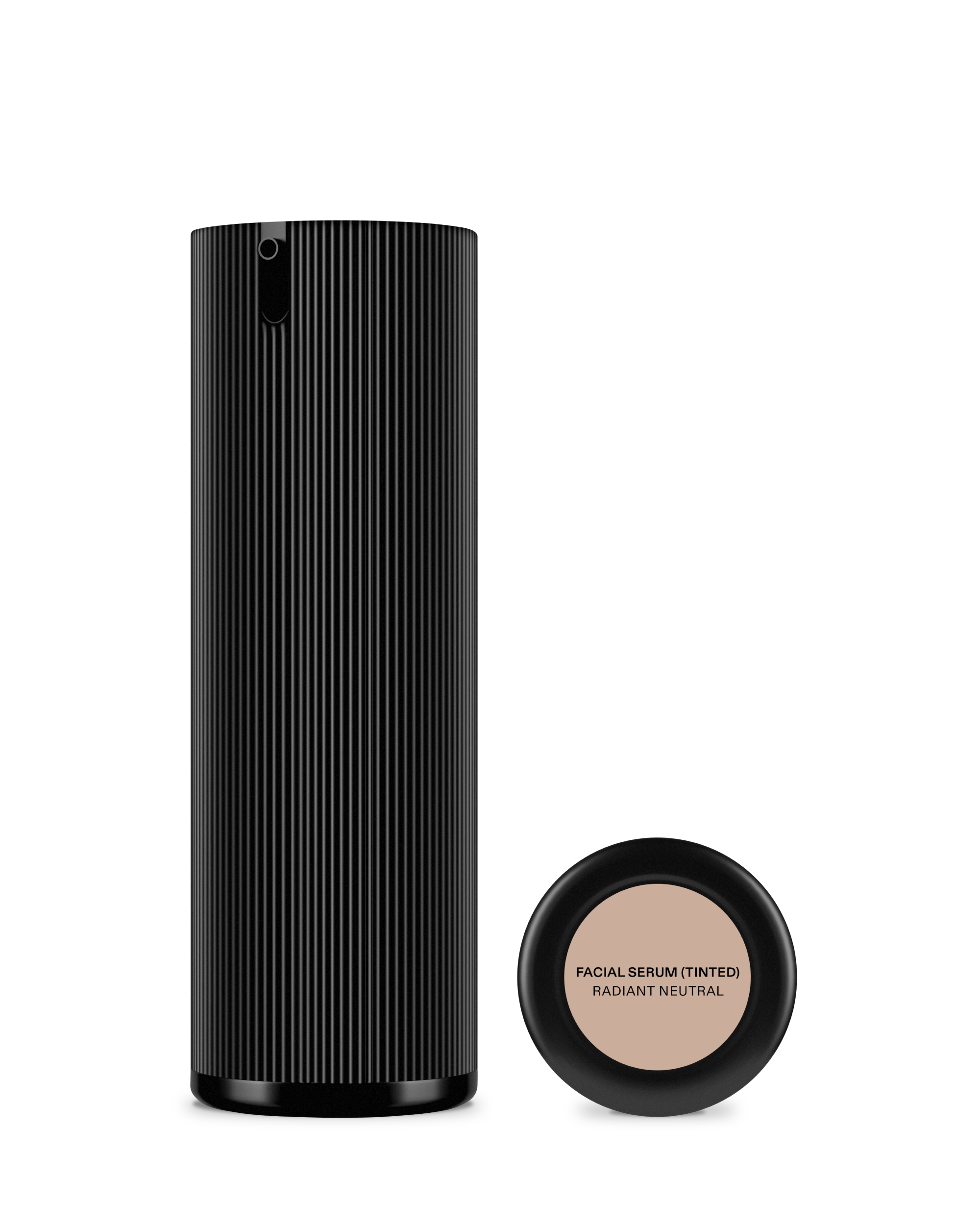 Dr. Marnie Facial Serum in black ribbed bottle with Radiant Neutral tinted shade selector disc