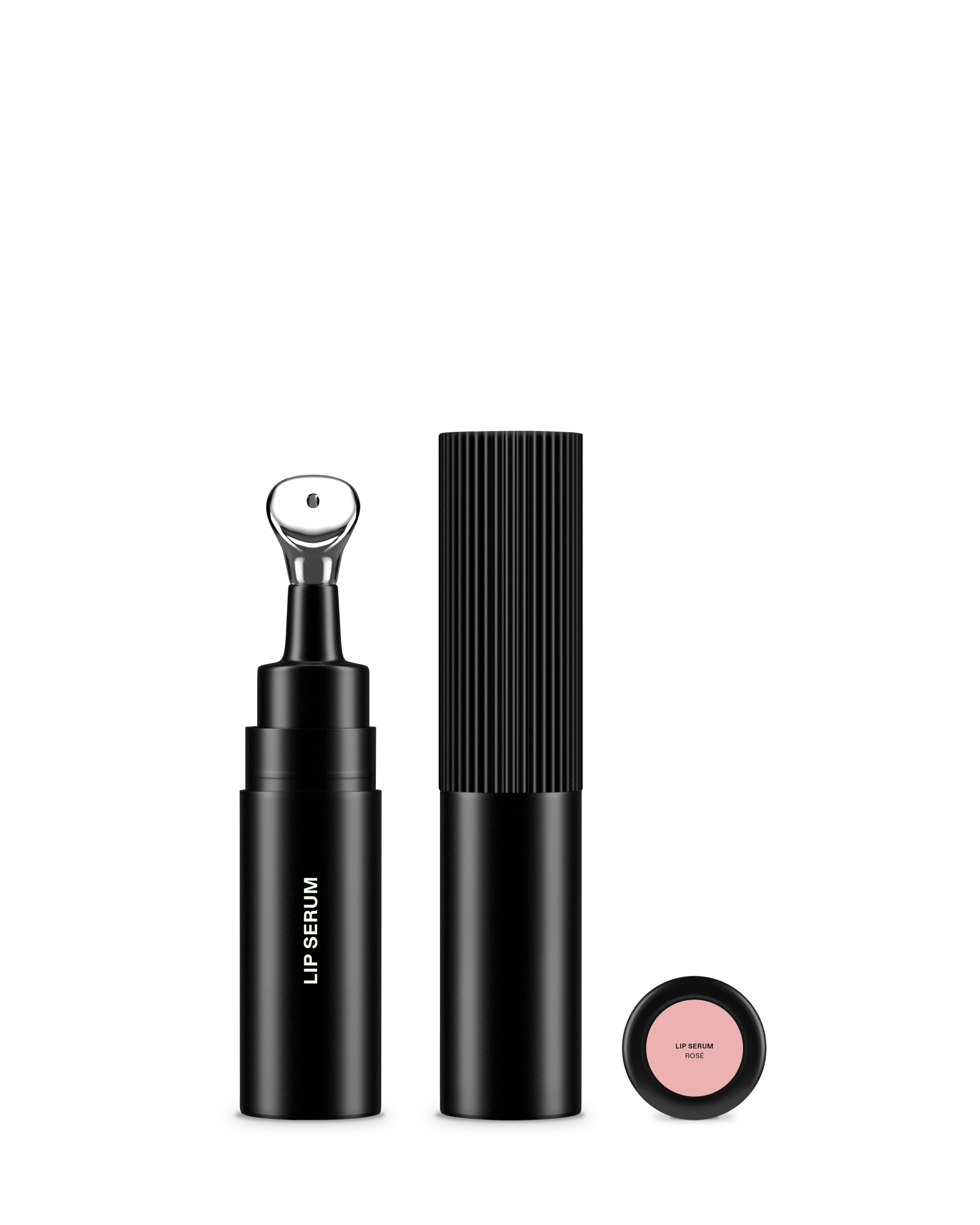 Dr. Marnie Lip Serum with cap open and Rose shade selector disc on white background