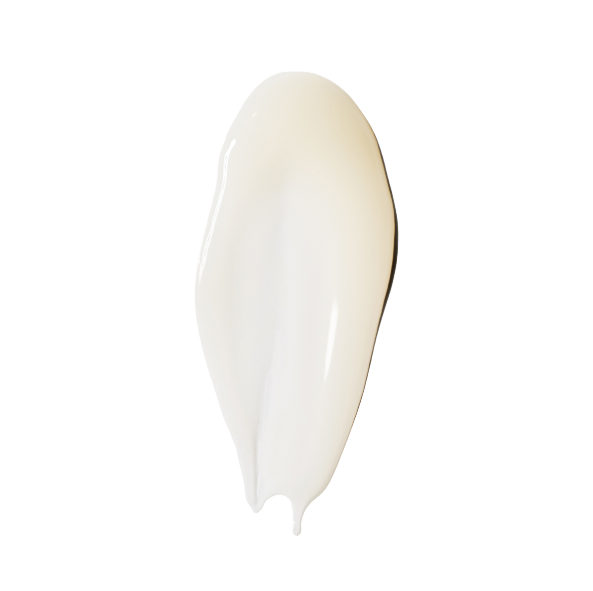A single glossy off-white swatch of Facial Serum cream, tapering to a drip at the bottom.