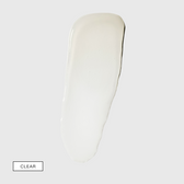 A milky white swatch of the Clear shade on a light grey background, labelled Clear.