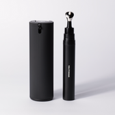 Packshot of the Smooth & Firm Duo: the ribbed Facial Serum bottle beside the Wrinkle Pen.
