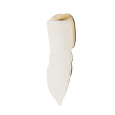 A single vertical smear of pearly off-white balm on a pure white background, no packaging